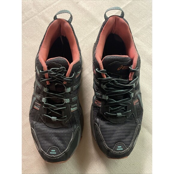 Asics Gel Venture 5 Black Mint Coral Trail Running Shoes Women’s Sz 8 - Picture 1 of 10